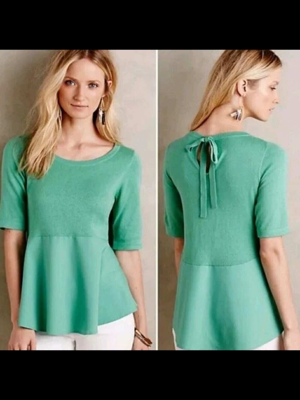 Anthropologie Tie-Back Peplum Tunic Top